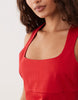 Petite square neck bodycon mini dress in tomato red