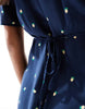 Vero Moda button up mini skater dress with lemon print in navy