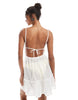 Miss Selfridge sheer lace trim mini beach dress in cream