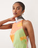 chiffon high neck maxi dress in multi abstract print