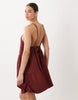 textured halter trapeze mini dress in rust
