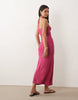 Mango Teen knit halterneck maxi dress in bright pink
