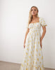 Miss Selfridge Petite seersucker puff sleeve milkmaid maxi dress in light floral print