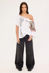 Neovision Savage Off Shoulder Relaxed Tee White