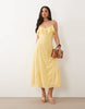 Vero Moda ruffle bust chiffon midi cami dress in golden yellow