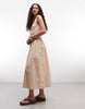COLLUSION shirred square neck midaxi dress in buttermilk yellow stripes