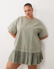 Curve hybrid t-shirt mini dress in washed olive