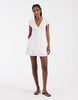 Hollister v-neck mini dress in white polka dots