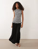 sleeveless midaxi dress with dropped waist in gingham print