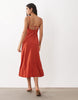 Mango sleeveless wrap detail midi dress with open back detail in red