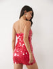 River Island strapless sequined mini dress in bright pink