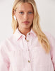 denim boxy shirt dress with pocket detail in pink