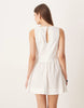 waisted v neck mini dress with seaming details in ecru