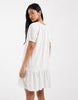 ONLY linen blend dropped hem mini dress in white