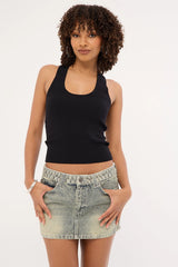 Rusty Morty Low Rise Denim Mini Skirt Dirty Dawg