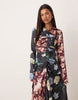 maxi dress with ruched body in mixed floral