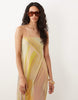 crinkle semi sheer floral mesh maxi dress