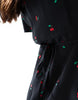 Vero Moda button up mini skater dress with cherry print in black