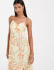 Vero Moda ruched bust detail cami midi dress in yellow based floral print
