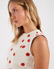 mini dress in red polka dots