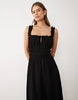Miss Selfridge seersucker shirred detail maxi dress in black