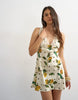 Topshop lace insert pintucked waist mini tea dress in lemon polka dot print