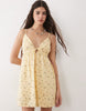 Abercrombie & Fitch strappy flowy mini dress skort with built in bra in yellow floral