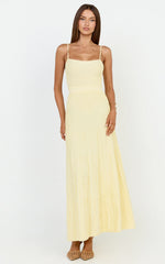 Donissa Midi Dress - Panelled Knit Dress in Butter Yellow