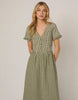 Nobody's Child Eliza v-neck short sleeve midi dress in green gingham