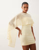 Gina Tricot cape mini dress in pale yellow