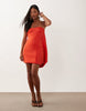 Petite bubble mini dress in scarlet scuba-style fabric