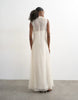 Topshop chiffon sleeveless maxi dress with ruched artwork in ecru