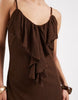 Vero Moda ruffle trim cami midi dress in chocolate brown