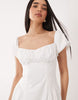 Kaiia exclusive cotton milkmaid puff sleeve hip pleat detail maxi dress in cream