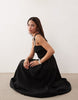 Petite Faith beach shirred maxi dress in black