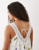 v-neck smock poplin mini sundress with lace overlay in white delicate floral