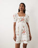 Miss Selfridge embroidered baby doll mini dress in white