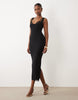 Oh Polly modal lace bralette detail midi dress in black