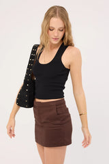 Perfect Stranger Menorca Tailored Mini Skirt Chocolate