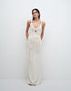 Wanderdoll Lillie knitted scoop neck corsage tassel detail maxi dress in vanilla