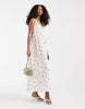 PIECES garden floral cami maxi dress in white