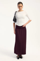 Luck & Trouble Millie Mesh Maxi Skirt Burgundy