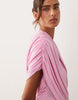 off the shoulder wrap bodice detailing maxi dress with train in pink