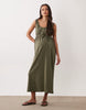 Mamalicious Maternity 2 function nursing button up maxi sundress in dark khaki