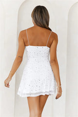 LILISROSE Extra Diamonds Mesh Mini Dress White