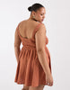 Curve Selina beach textured cotton shirred mini sundress in ginger