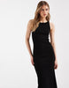 ribbed midi tank dress in black