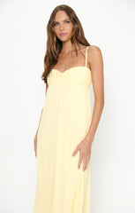 Libby Maxi Dress ~ Pale Yellow Pleated Chiffon