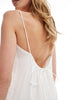 Monki tiered floaty maxi dress with low tie back detail in white