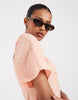 & Other Stories linen puff sleeve midaxi dress with twist sweetheart neckline in peach pink